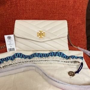 NWT Tory Burch Kira Chevron Chain Wallet Crossbody Bag in New Cream